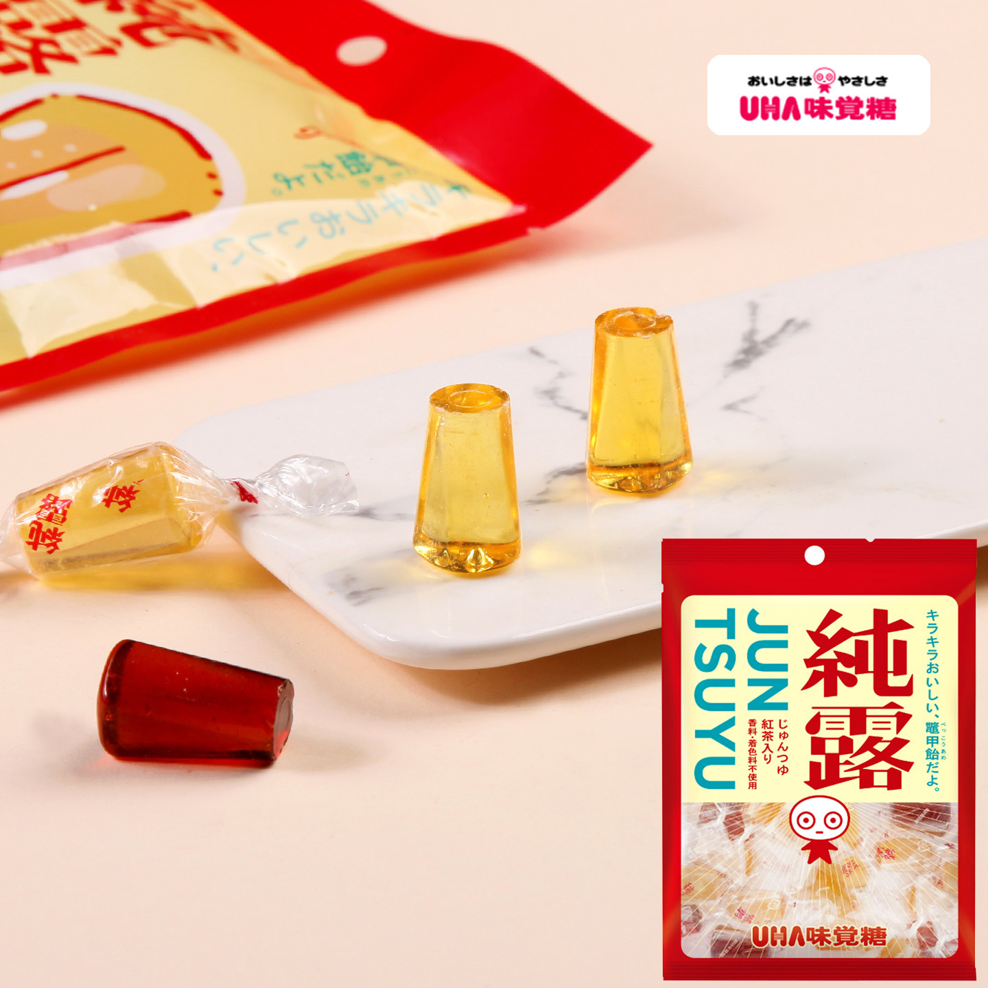 日本进口UHA味觉糖悠哈纯露黄金糖麦芽糖硬糖无色素休闲小零食