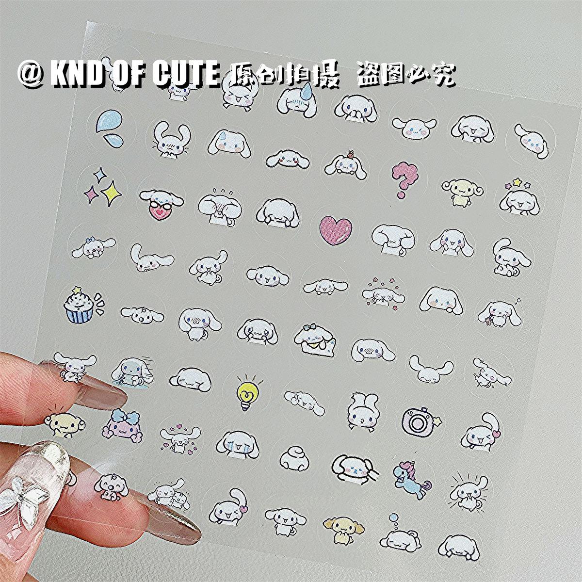 玉桂狗指甲贴儿童贴纸高颜值ins风时尚学生透明防水手账装饰卡通