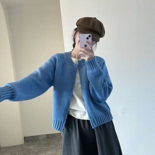 红色毛衣外套女宽松复古日系慵懒风2024秋冬季新款高级感针织开衫