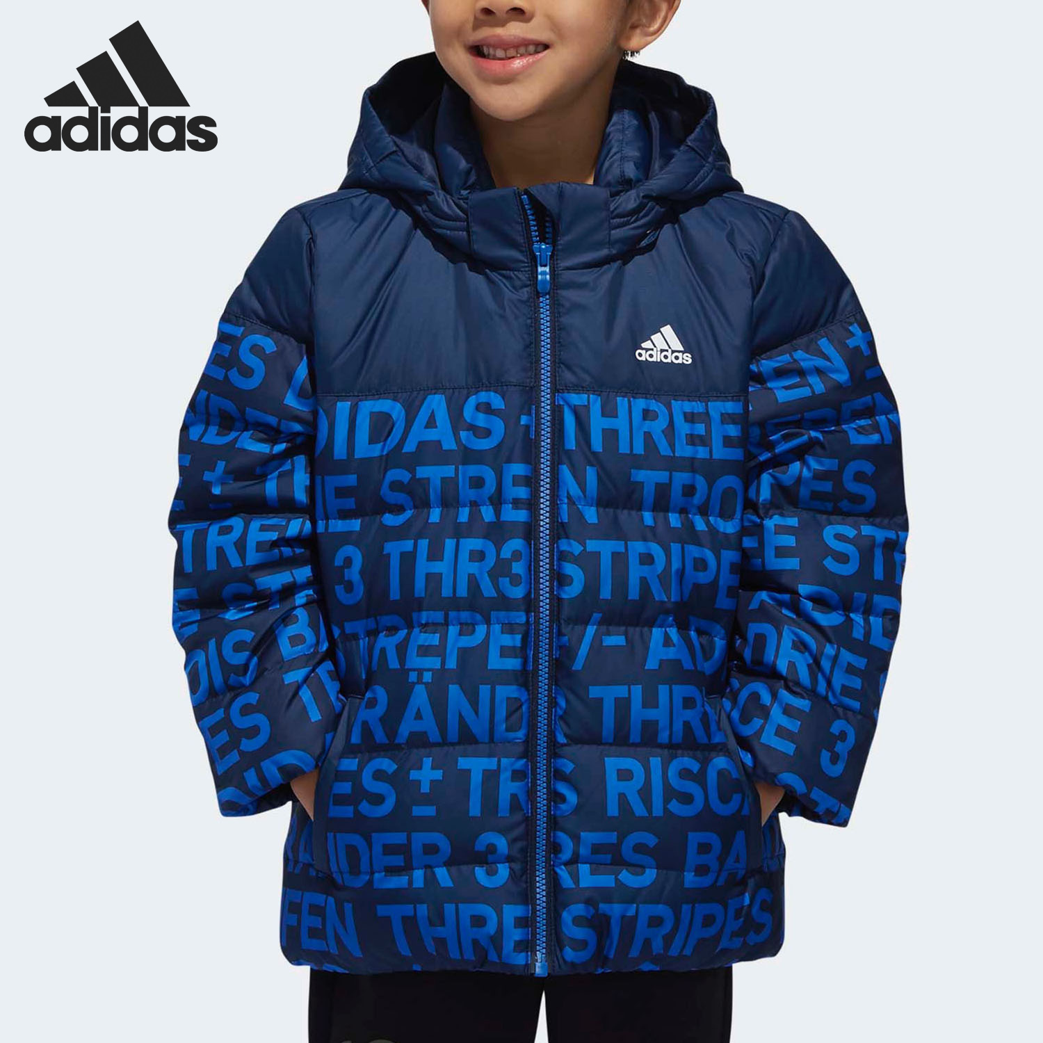 阿迪达斯婴童舒适连帽休闲羽绒服