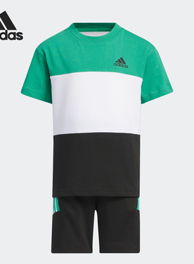 Adidas/阿迪达斯正品夏季小童短袖短裤运动套装IA8255