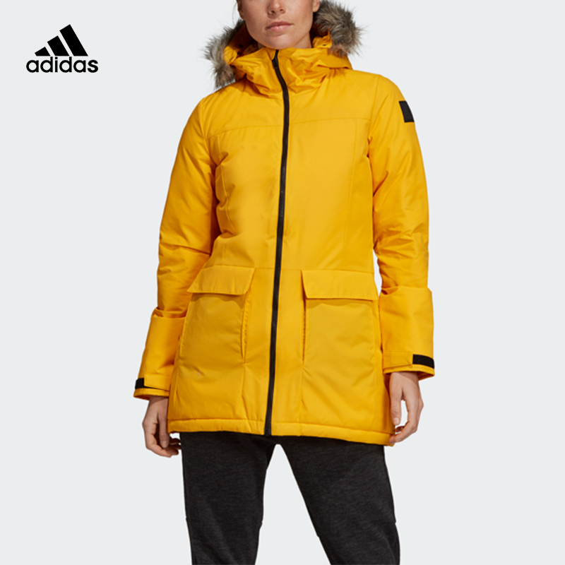 Adidas阿迪达斯TERREX正品女装外套户外服连帽中长款棉服DZ1497-封面