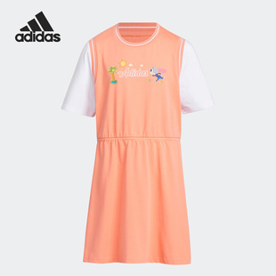 儿童圆领收腰透气短袖 夏季 运动连衣裙IK6072 阿迪达斯正品 Adidas