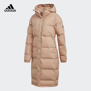 Adidas阿迪达斯女子户外休闲长款连帽保暖运动休闲棉服CY8635