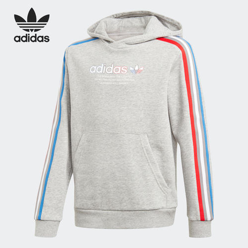 Adidas/阿迪达斯正品三叶草时尚休闲大童时尚连帽套头卫衣 GN7497