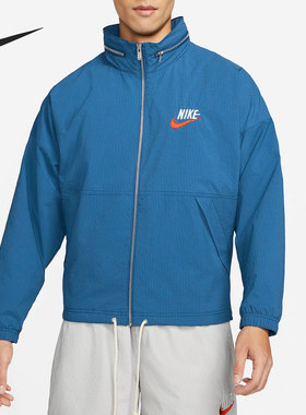 Nike/耐克正品新款男子复古格子运动休闲立领夹克外套 DM5286-407