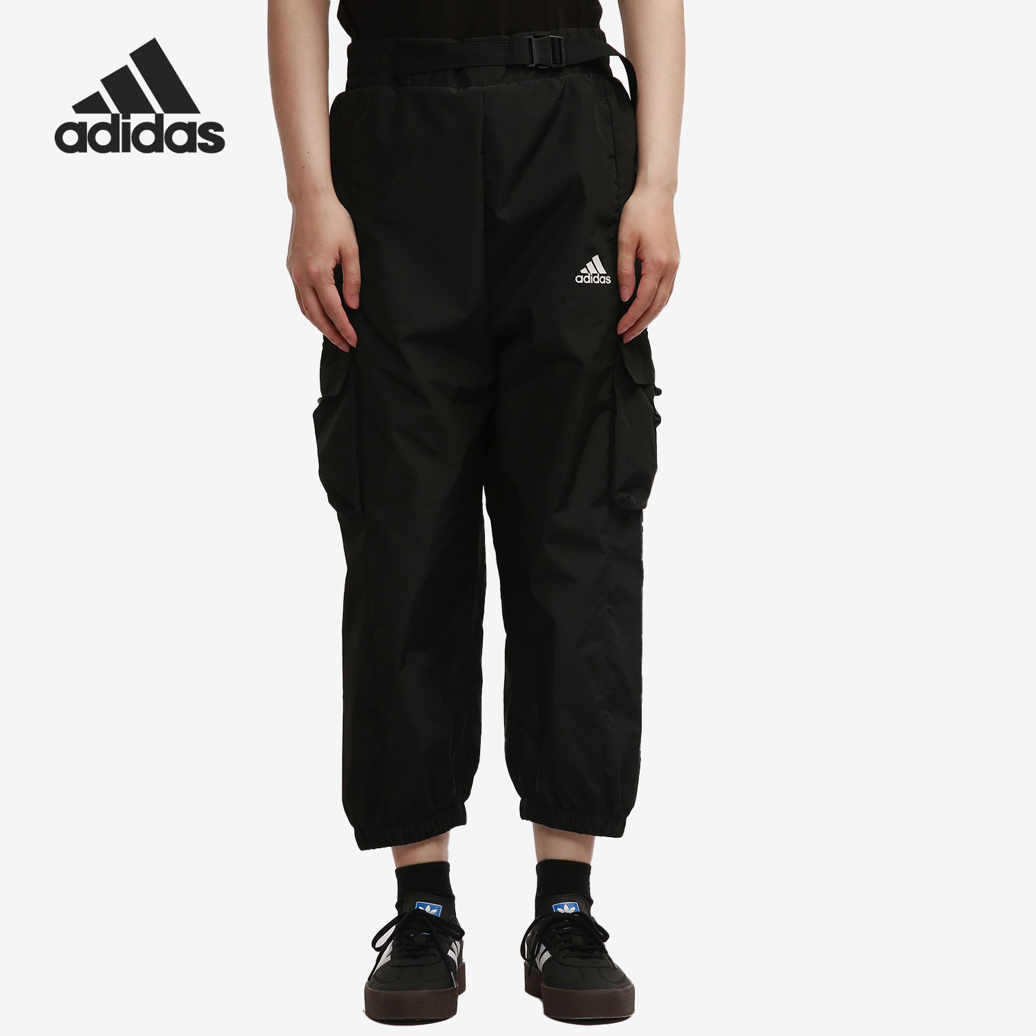 阿迪达斯透气工装七分裤