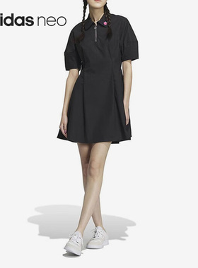 Adidas/阿迪达斯正品neo草莓熊女子新款运动翻领连衣裙IP4022