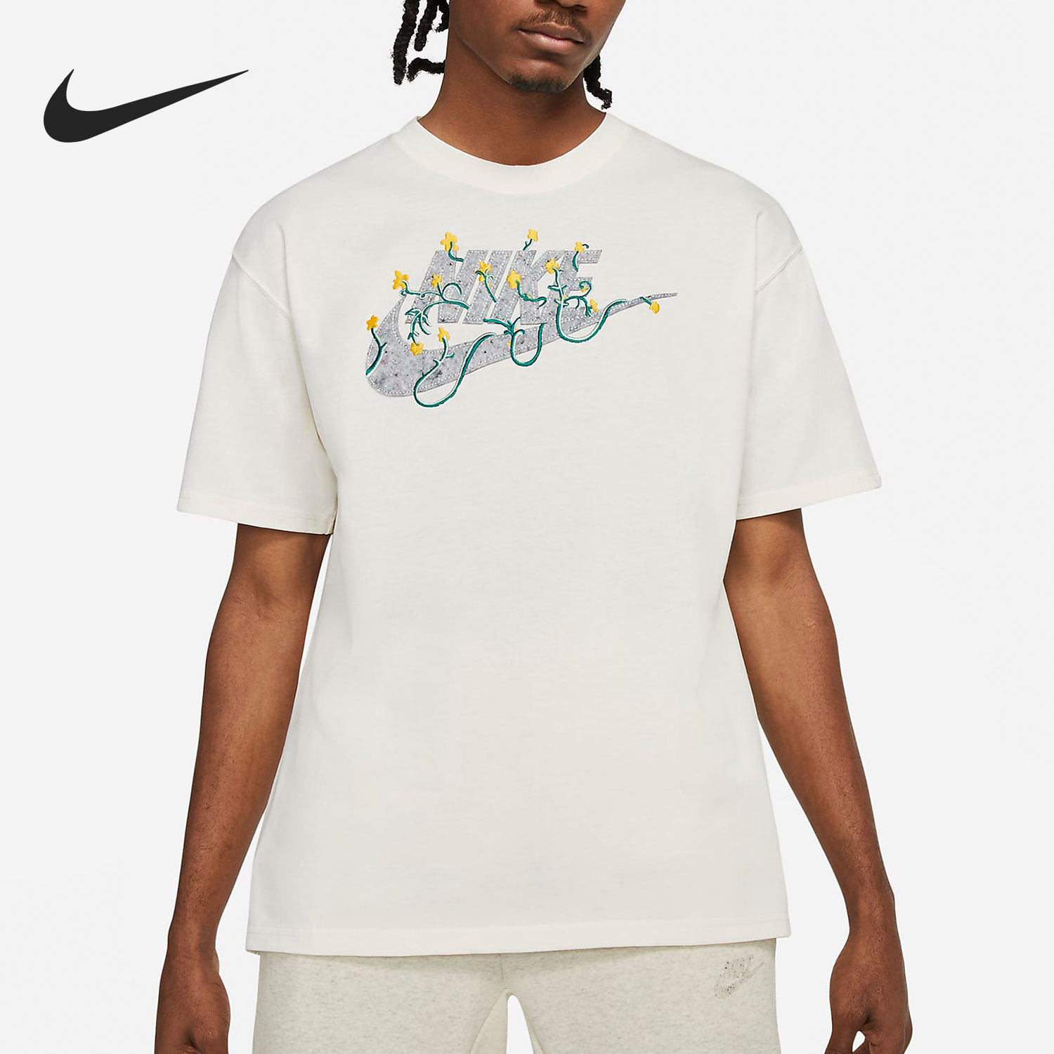 nike/耐克正品夏季男子刺绣短袖圆领休闲运动t恤db6092-901