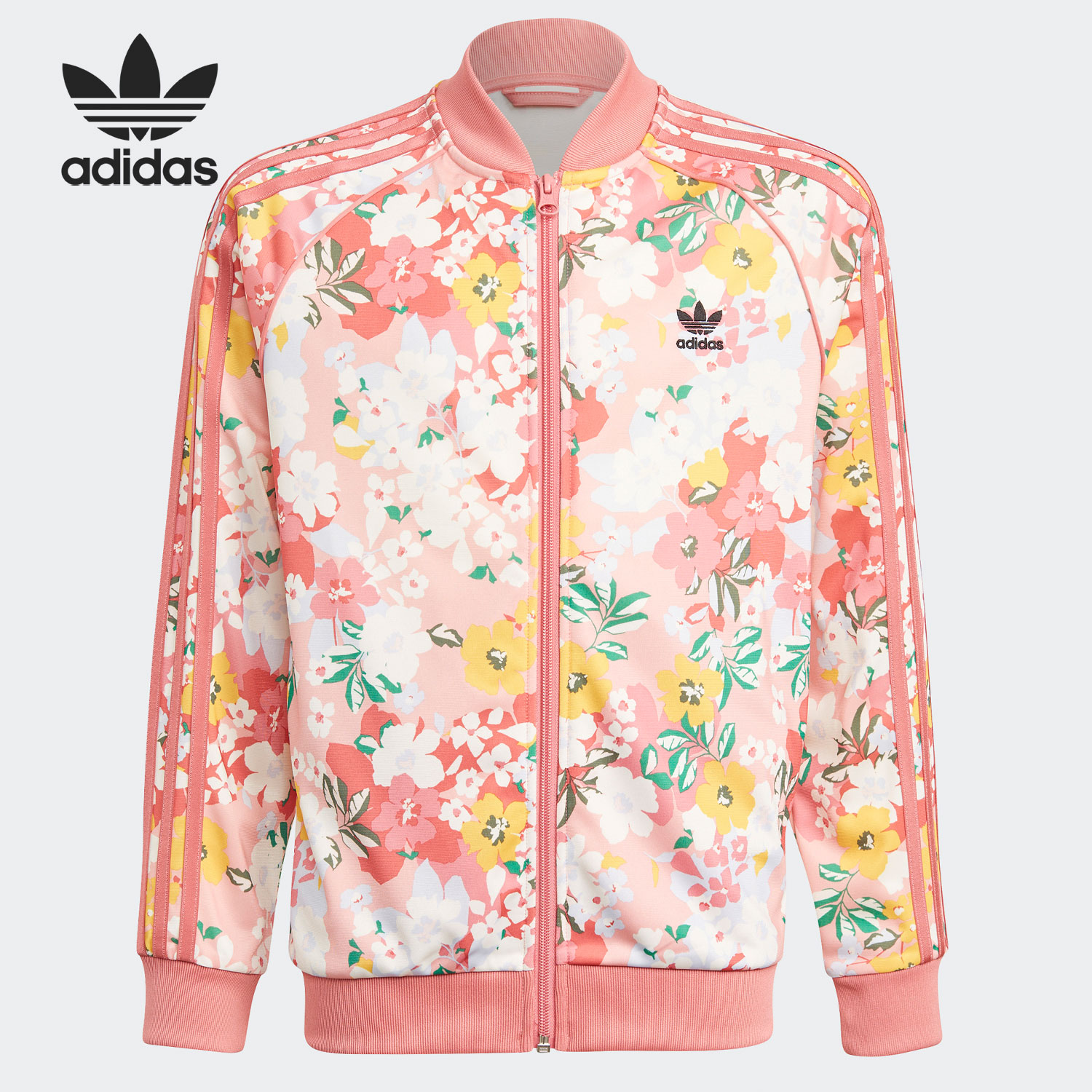 Adidas/阿迪达斯正品三叶草大童印花休闲运动夹克外套 GN4218