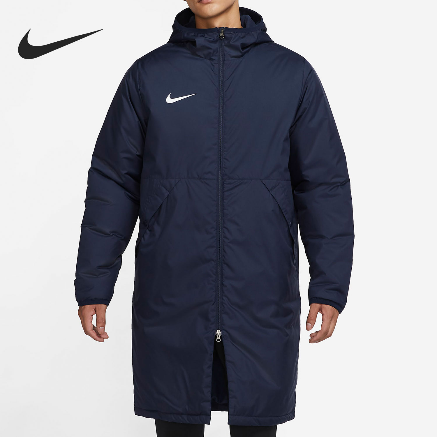 耐克正品男中长款保暖运动棉服