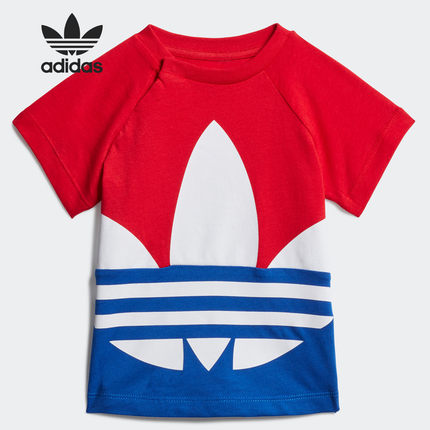Adidas/阿迪达斯正品三叶草夏季新款婴童运动圆领短袖T恤 GE1968