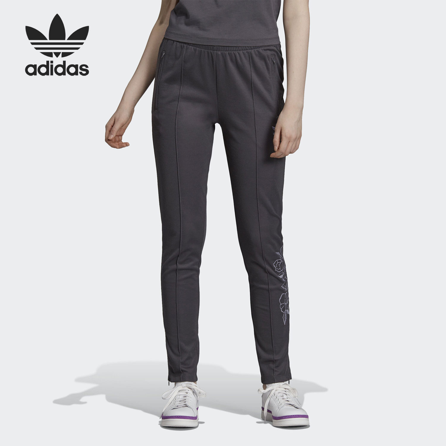 Adidas运动休闲修身针织长裤