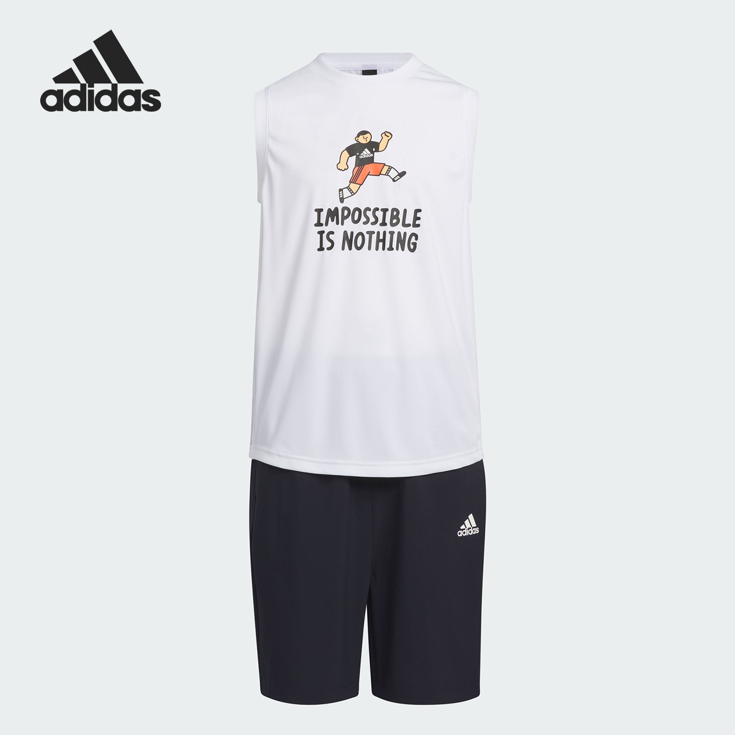 Adidas/阿迪达斯正品SEEBIN TANK大小童运动短袖套装IN3266