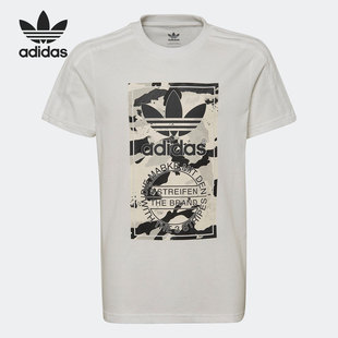 Adidas/阿迪达斯正品三叶草男童运动休闲舒适透气短袖T恤 HK0279