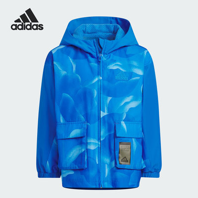 Adidas/阿迪达斯正品新款小童梭织运动连帽夹克休闲外套IQ0997