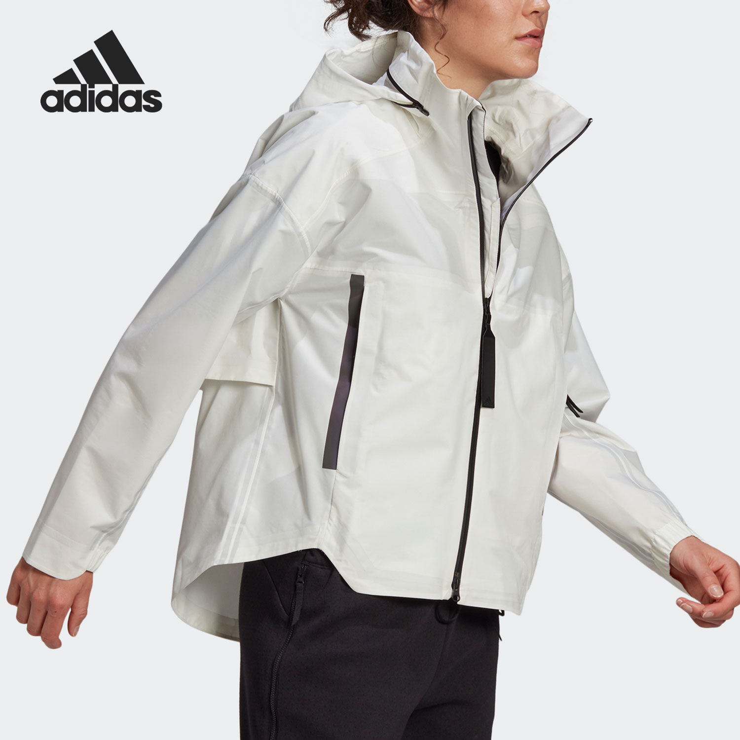 Adidas/阿迪达斯正品MYSHELTER女子户外连帽防风夹克外套 GK8651-封面