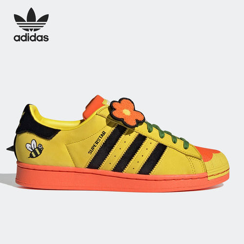 Adidas/阿迪达斯正品三叶草男女同款蜜蜂小花低帮休闲板鞋 FZ5254