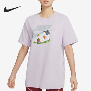Nike SPORTSWEAR女子印花舒适休闲运动短袖 T恤DR9021 530 耐克正品