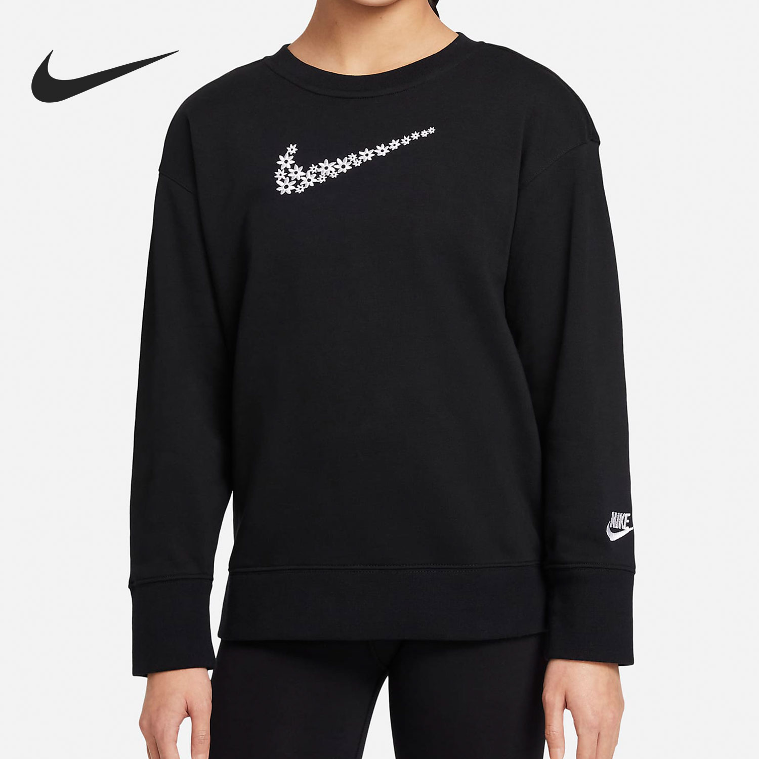 耐克大童针织舒适圆领套头卫衣