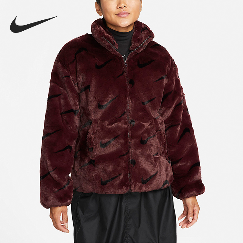 Nike/耐克正品新款女子人造毛皮保暖休闲毛绒外套DQ6843-652
