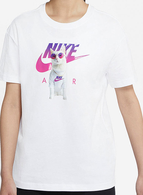 新款 Nike/耐克正品夏季女子卡通猫咪圆领短袖T恤 DD1496-100