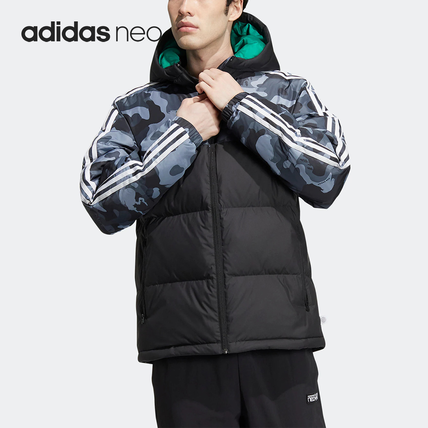 Adidas/阿迪达斯正品neo UTIL情侣款夏连帽运动休闲羽绒服 HN4764
