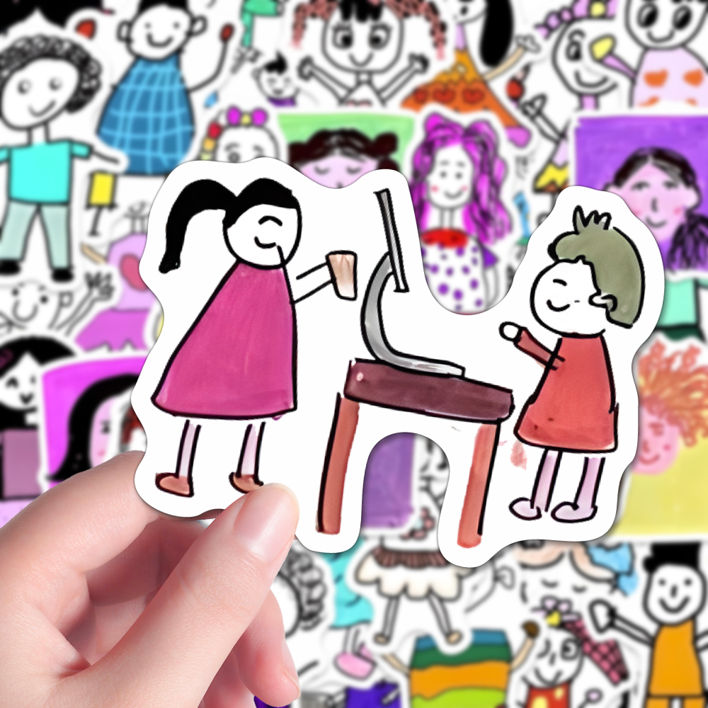 108张幼儿表征小人贴纸创意卡通简笔画小人环创素材diy手账本贴画
