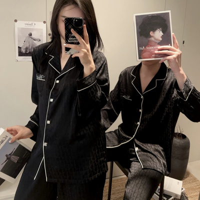 情侣睡衣春季冰丝长袖网红D家