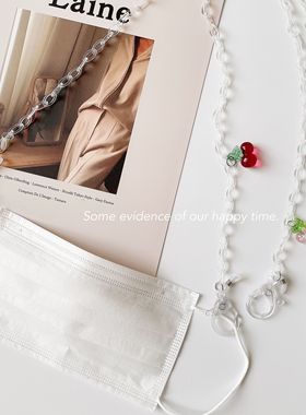 口罩链透明亚克力细链樱桃吊坠