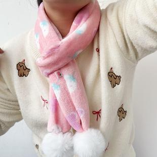 Y2K冬季恋歌草莓爱心幻境雪花卡通保暖围巾毛茸茸百搭毛绒围脖