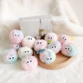 原创冰淇淋色毛绒球球钥匙扣书包挂饰可爱毛毛挂件包包配饰