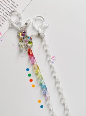 韩国ins同款口罩链透明亚克力链条小熊款实用蓝牙耳机链百搭项链