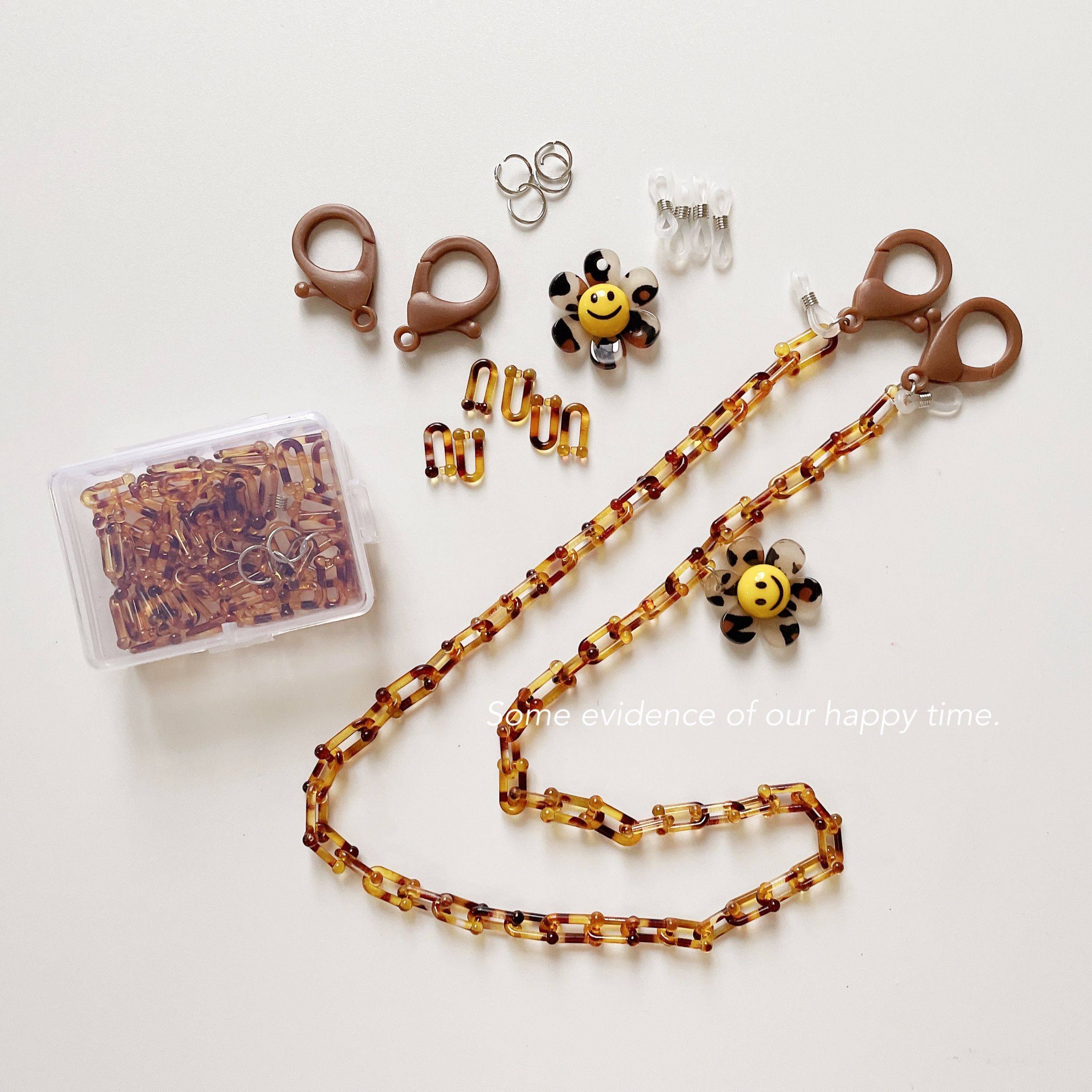 KOREAN INS SAME LEOPARD PRINT TRANSPARENT ACRYLIC MASK CHAIN DIY MATERIAL BAG MOBILE PHONE CHAIN GLASSES CHAIN EARPHONE CHAIN