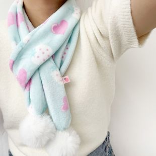 原创Y2K冬季恋歌草莓爱心幻境雪花卡通保暖围巾毛茸茸百搭围脖