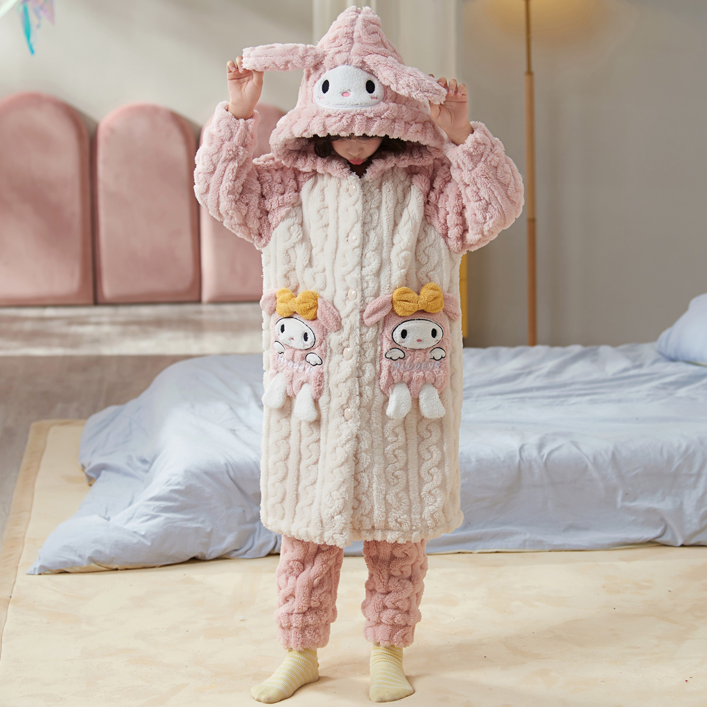 儿童睡衣加厚秋冬季法兰绒女童美乐蒂女孩睡袍2025新款家居服套装