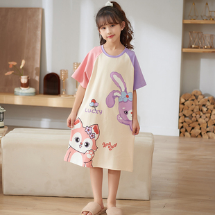 新款 韩版 女孩夏季 儿童睡裙女童短袖 卡通公主风星黛露玲娜贝儿睡衣