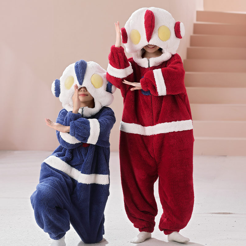 儿童睡衣男童秋冬季珊瑚绒加厚男孩法兰绒2023新款女童连体奥特曼