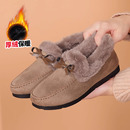 毛毛鞋女冬加绒加厚秋冬新款一脚蹬妈妈老北京布鞋豆豆保暖棉鞋子