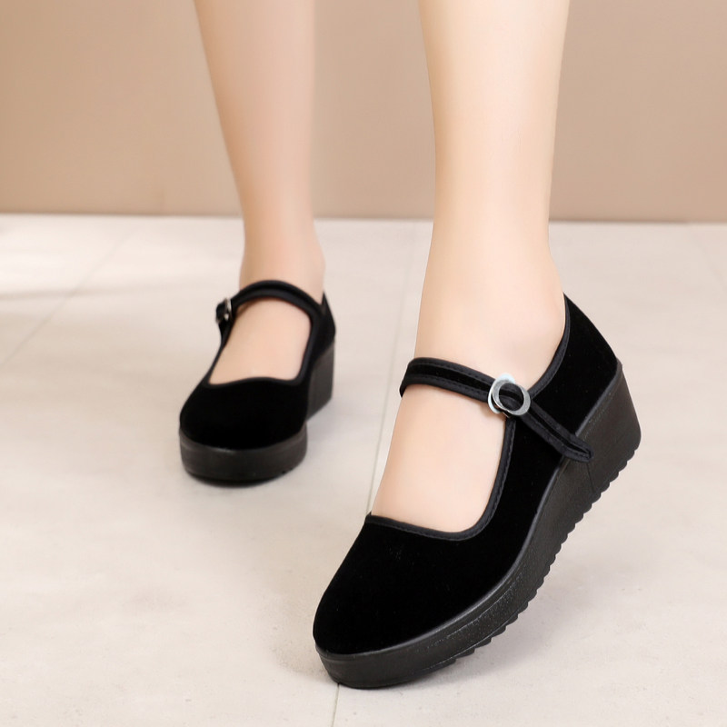 老北京布鞋女时尚款工作鞋厚底