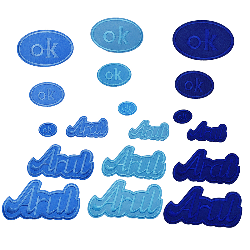 布贴自粘背胶蓝色刺绣补丁贴