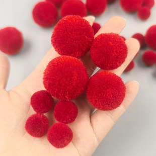 红色开司米毛线球杨梅球饰品配件手工材料2厘米3cm线球挂件配饰