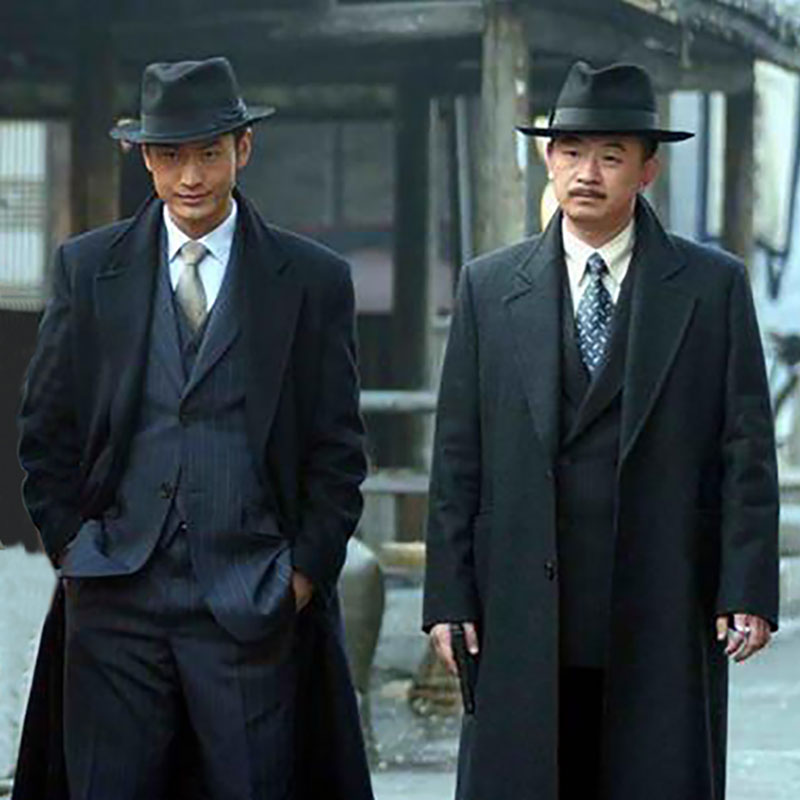 上海滩许文强同款过膝长款毛呢风衣外套秋冬加厚肌肉型男呢料大衣