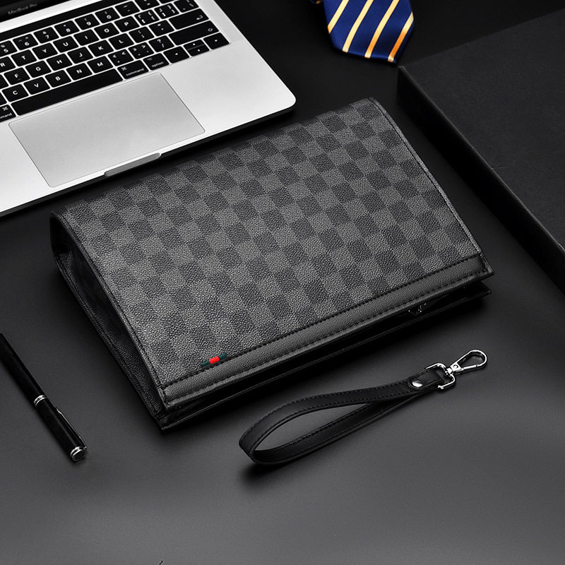 大牌Kaiye新款手拿包男休闲商务信封包格纹时尚手拎包手抓包男包