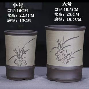 景盆精品盆君子兰圆筒盆客厅阳台花卉绿植陶瓷盆 紫砂花盆兰花盆