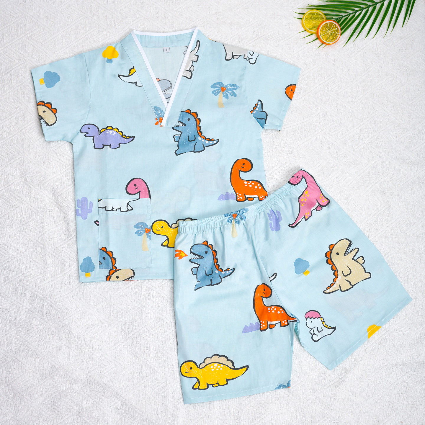 新款儿童汗蒸服纯棉宝宝洗浴服家居睡衣男女童小孩卡通全棉恐龙