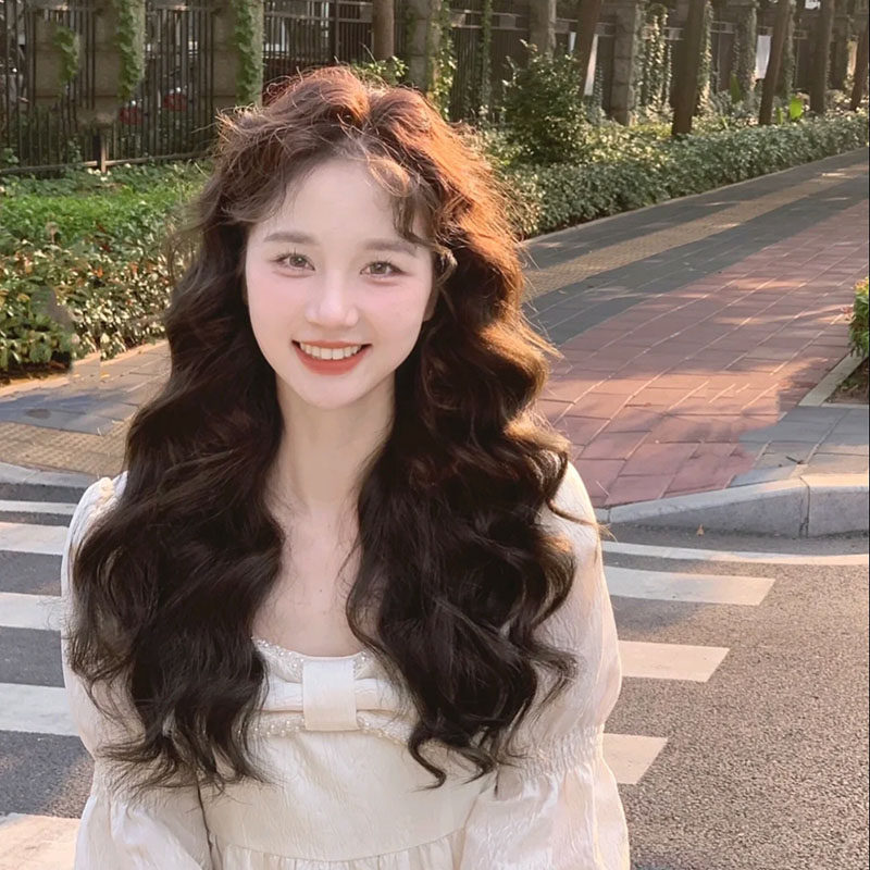 假发女长卷发中分刘海羊毛卷长发时尚少女自然蓬松玉米烫全头套式