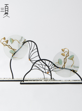 新中式禅意枯莲蓬摆件售楼处B样板房轻奢植物玄关软装饰品