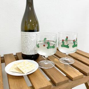 韩国正品代购JOGUMAN玻璃杯组合绿恐龙高脚杯饮料杯套装