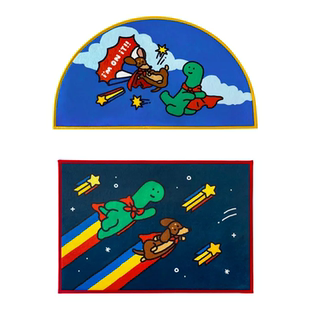 韩国正品代购JOGUMAN地毯可爱绿色小恐龙腊肠狗毛绒脚垫